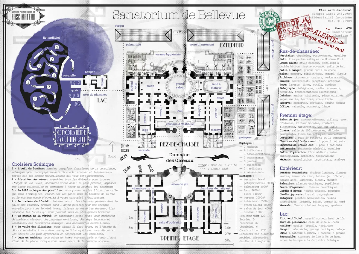Plan du sanatorium de Bellevue, dossier 478 du Fascinateur